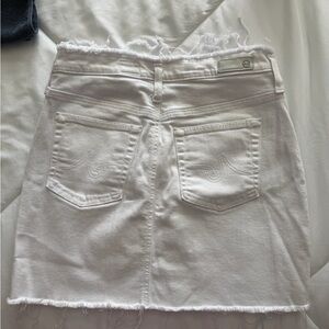 AG Adriano Goldschmied White Frayed Hem Denim Mini Skirt